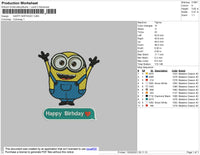 Minion Happy Birthday Embroidery File 4 size