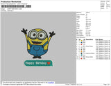 Minion Happy Birthday Embroidery File 4 size