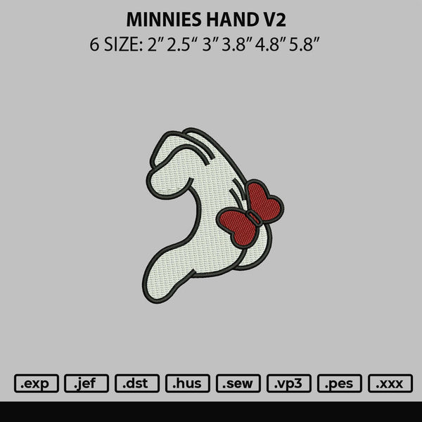 Minnies Hand V2 Embroidery File 6 sizes