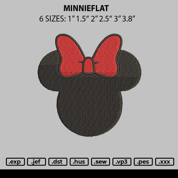 Minnieflat Embroidery File 6 sizes