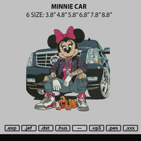 Minnie Car Embroidery File 6 sizes