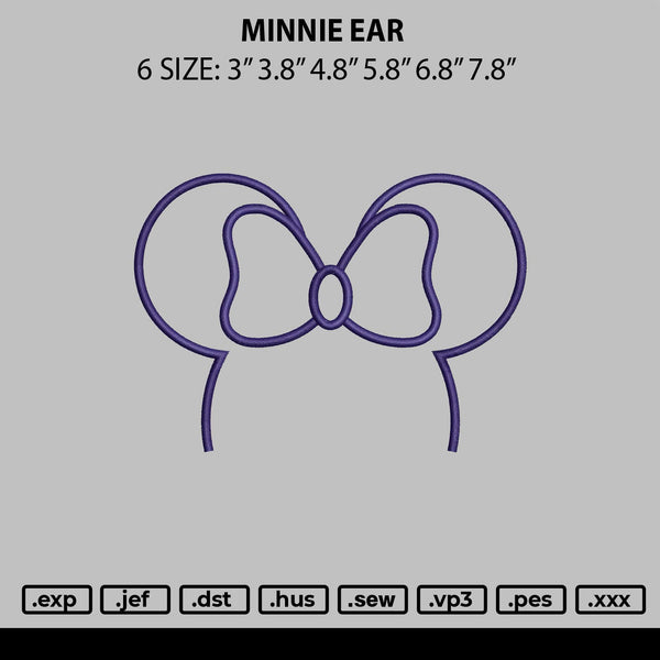 Minnie Ear Embroidery File 6 sizes