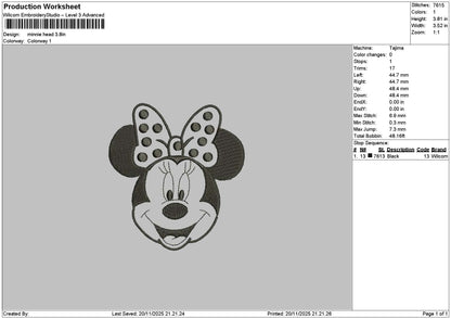 Minniehead 1911 Embroidery File 6 sizes