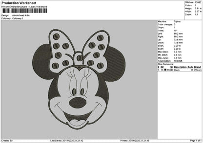 Minniehead 1911 Embroidery File 6 sizes