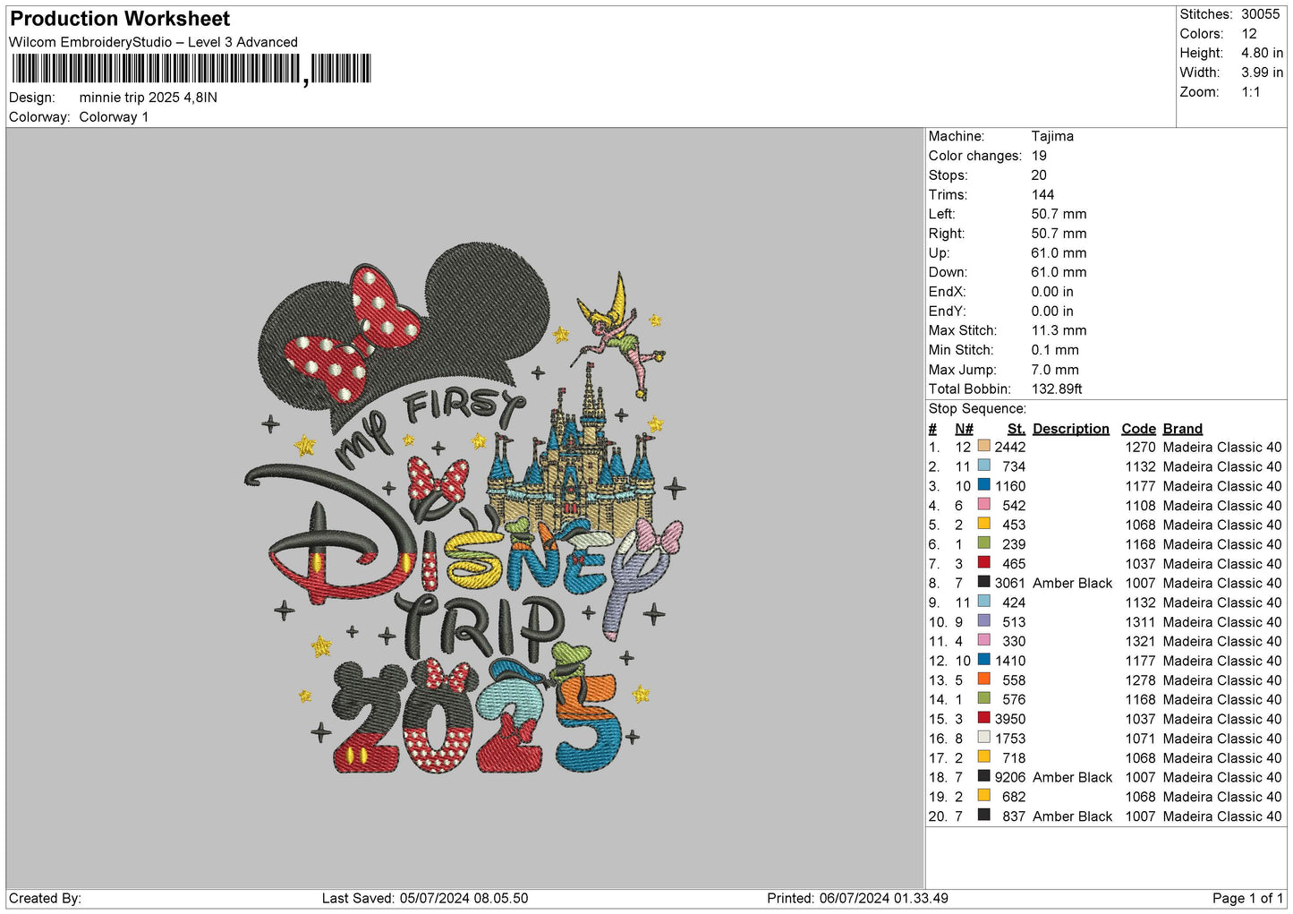Minnietrip Embroidery File 6 sizes
