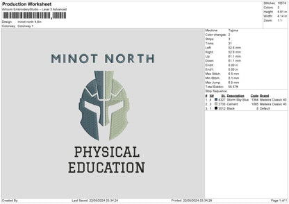 Minot Text Embroidery File 6 sizes