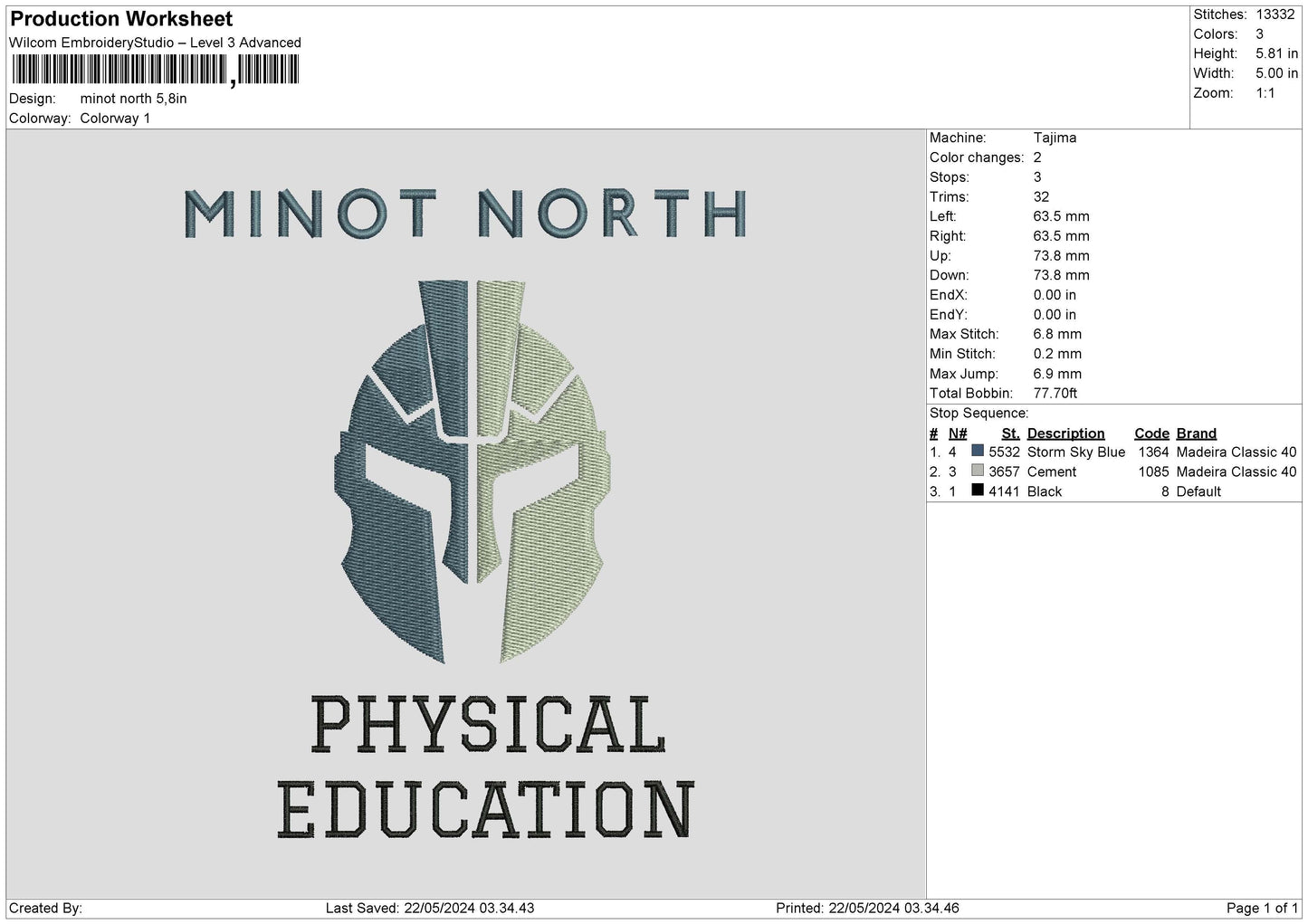 Minot Text Embroidery File 6 sizes