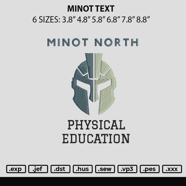 Minot Text Embroidery File 6 sizes