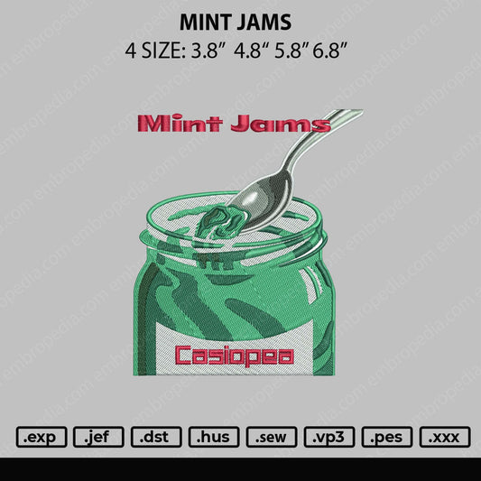 Mint Jams Embroidery File 4 size