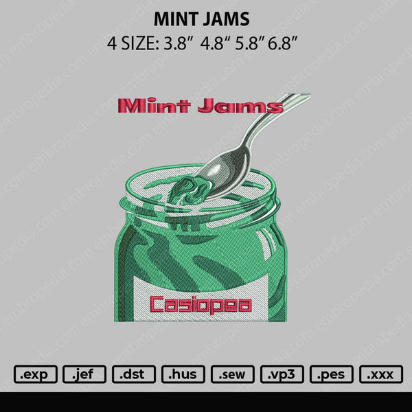 Mint Jams Embroidery File 4 size