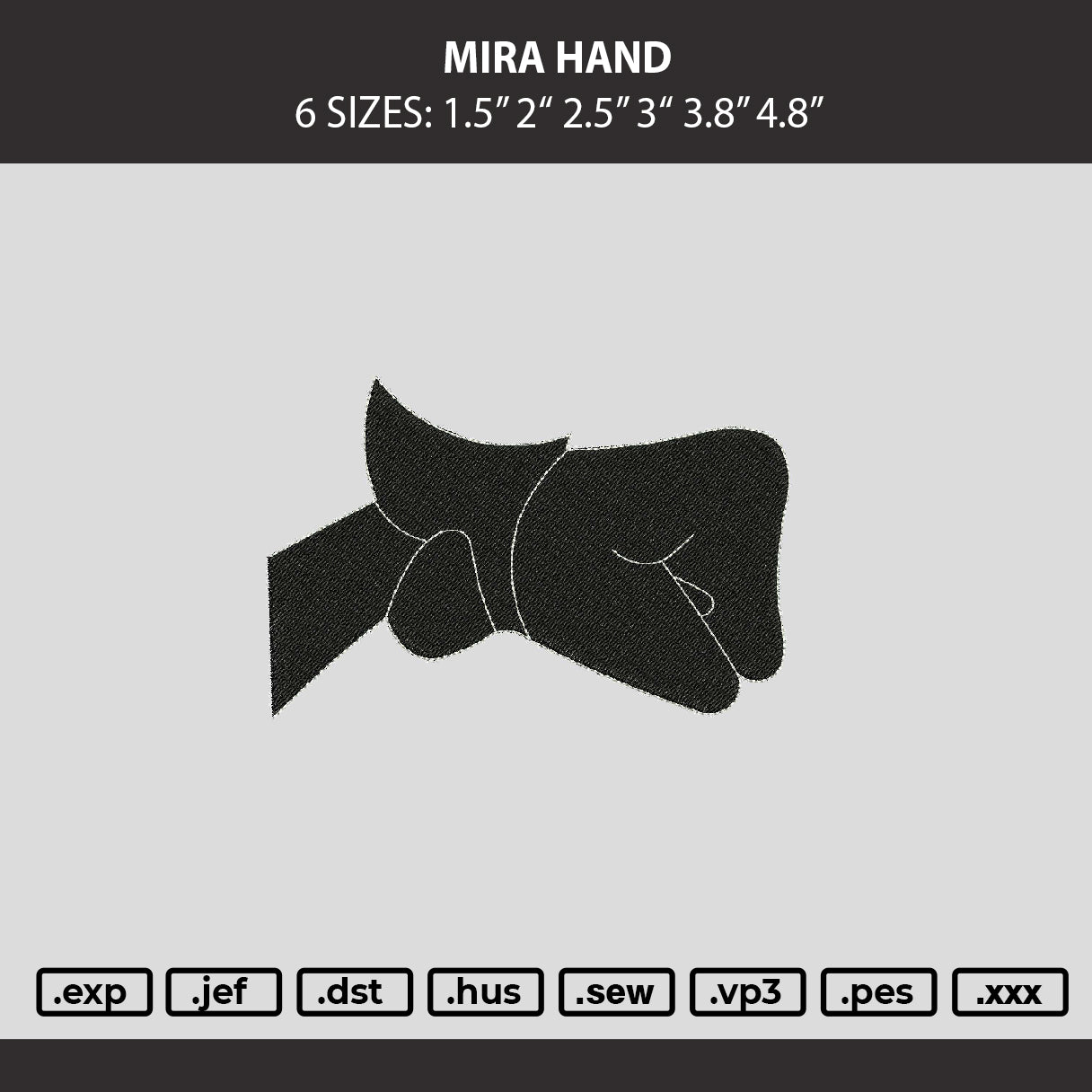 Mira Hand Embroidery Machine Design File 6 sizes