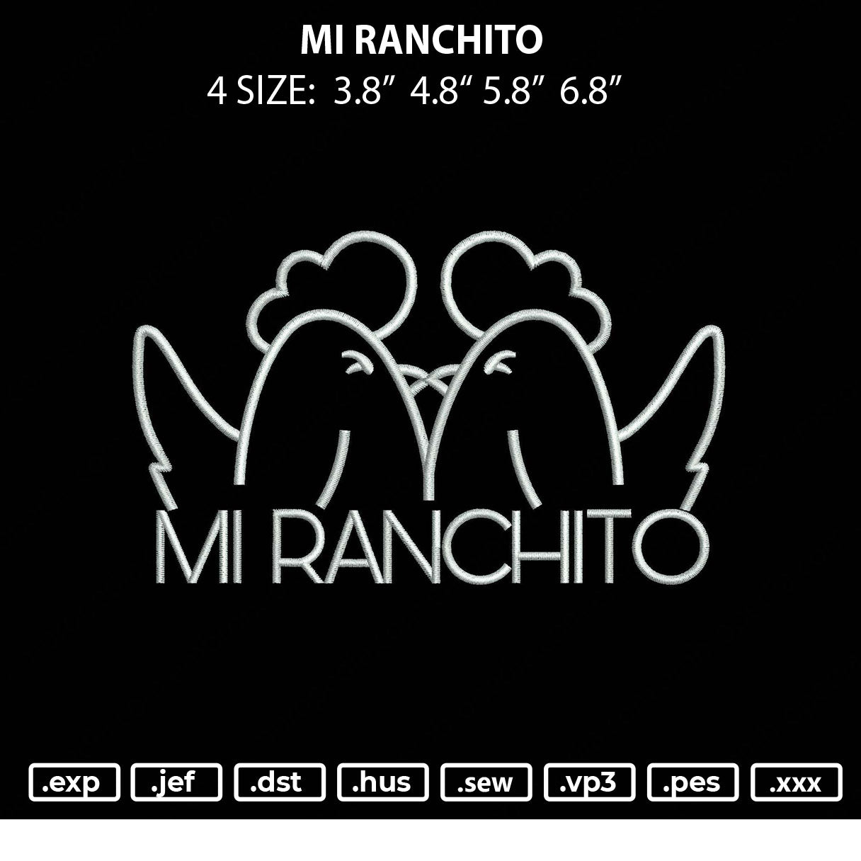 Mi Ranchito Embroidery File 4 size