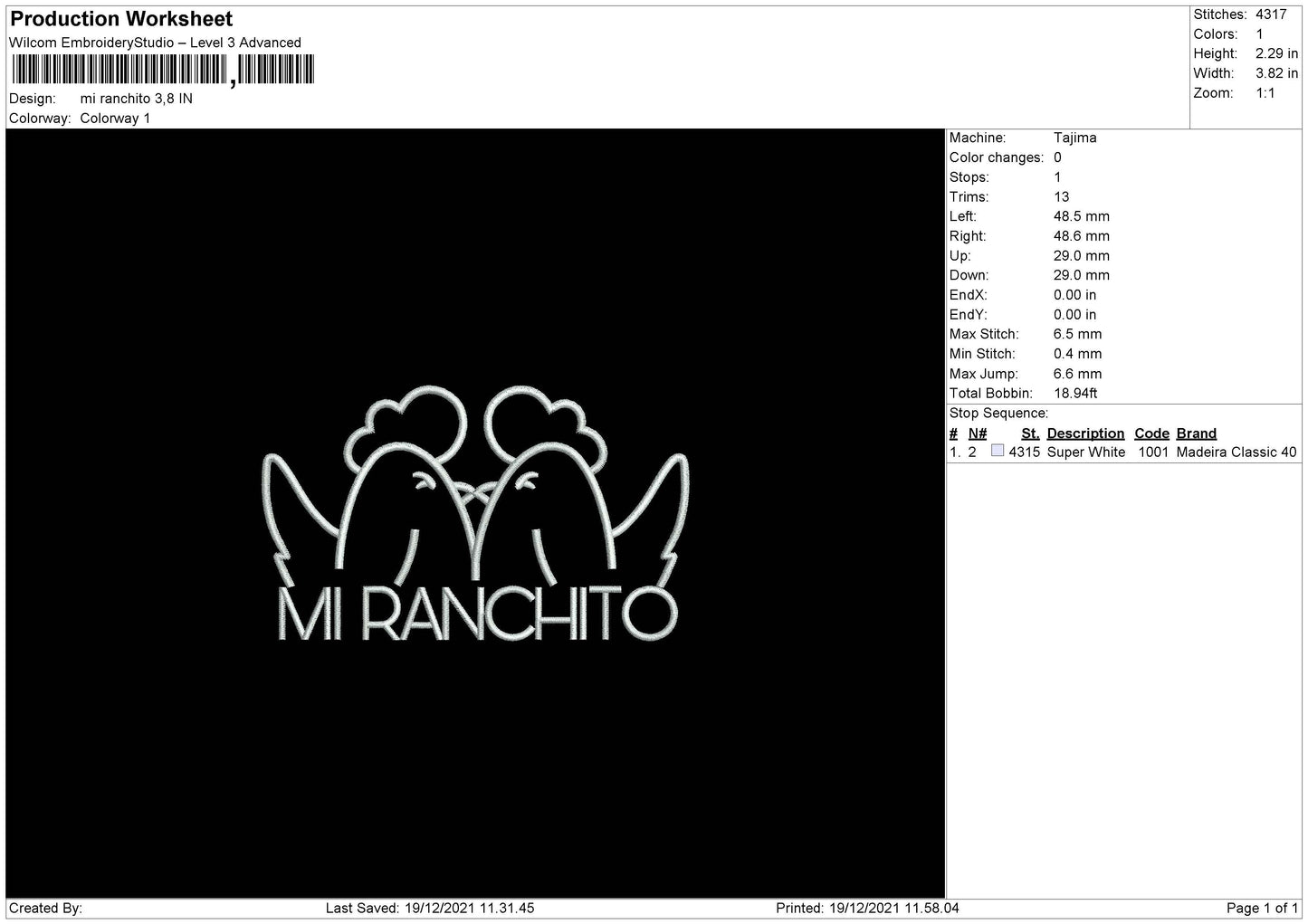 Mi Ranchito Embroidery File 4 size