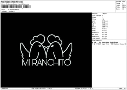 Mi Ranchito Embroidery File 4 size
