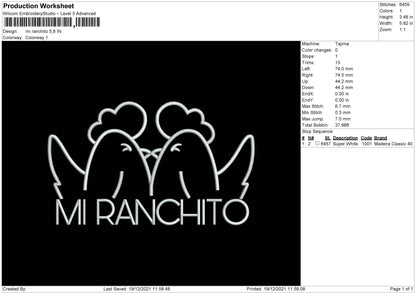 Mi Ranchito Embroidery File 4 size