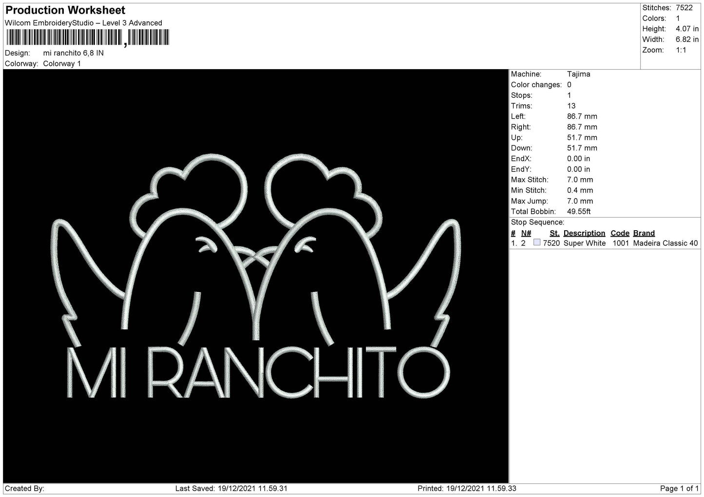 Mi Ranchito Embroidery File 4 size