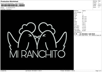 Mi Ranchito Embroidery File 4 size
