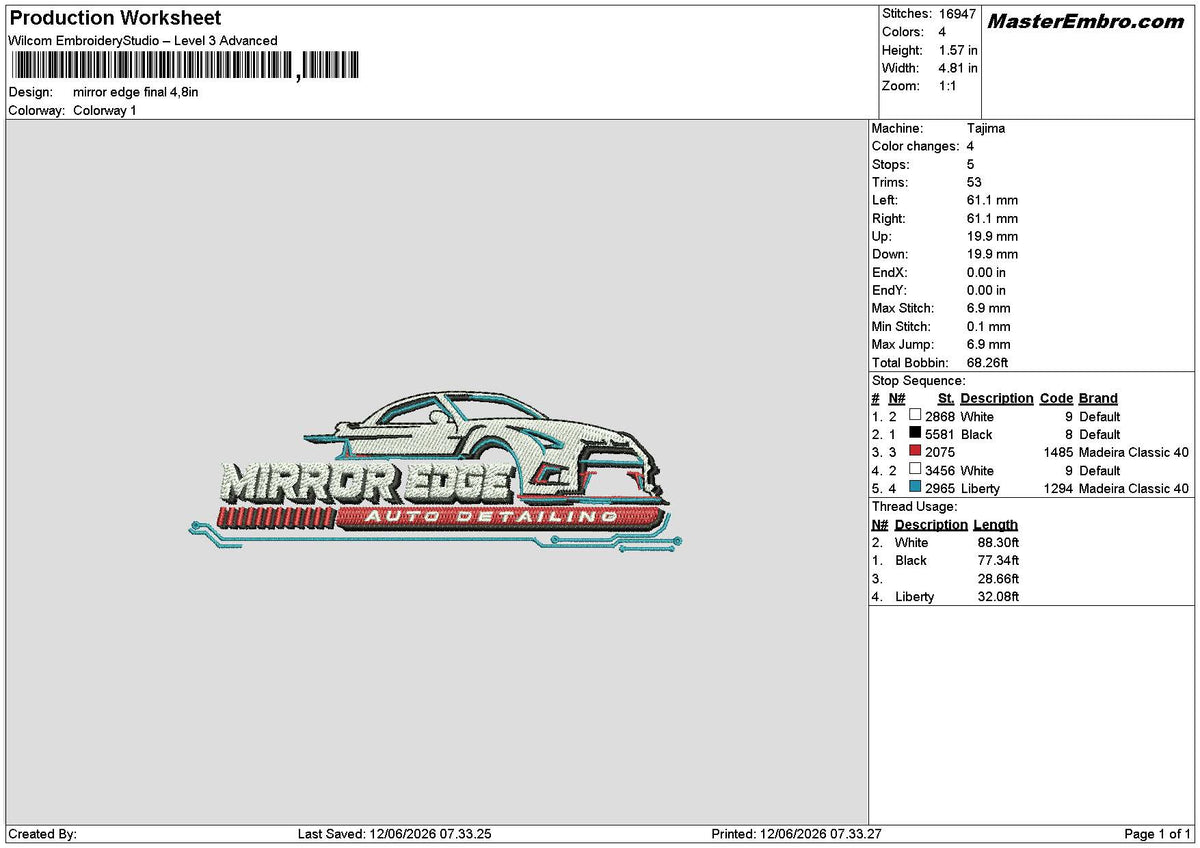 Mirrortext 0106 Embroidery Machine Design File 6 sizes