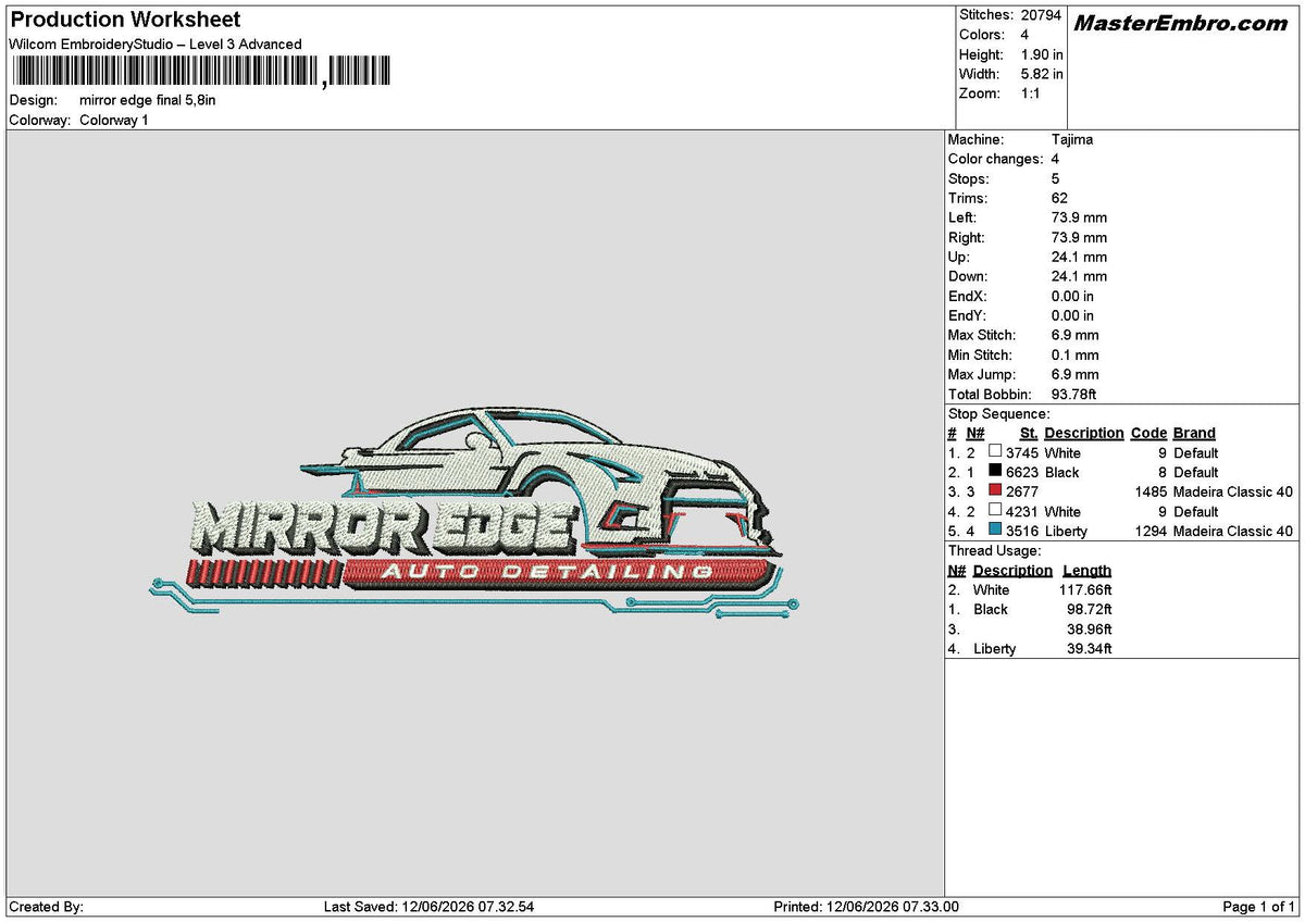 Mirrortext 0106 Embroidery Machine Design File 6 sizes