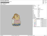 Miss Fat Embroidery File 4 size