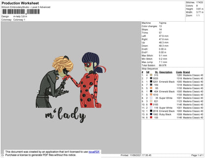 M Lady Embroidery File 4 size