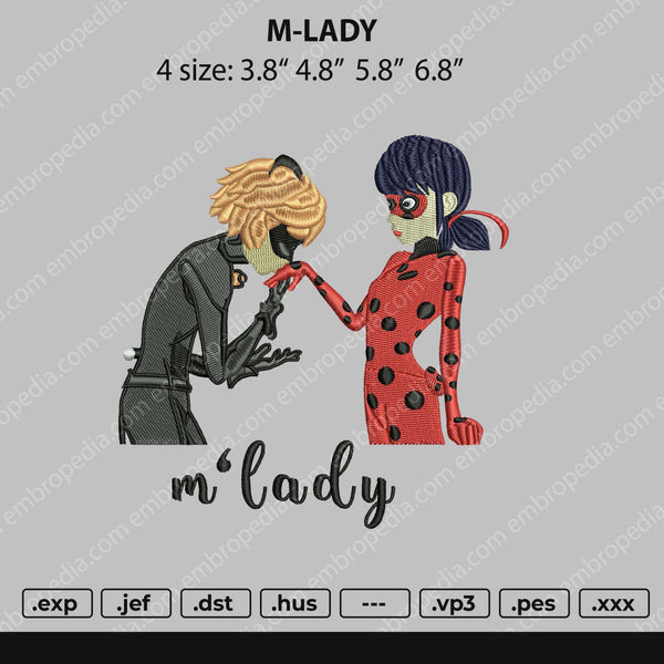 M Lady Embroidery File 4 size