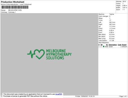 Melbourne Embroidery File 4 size
