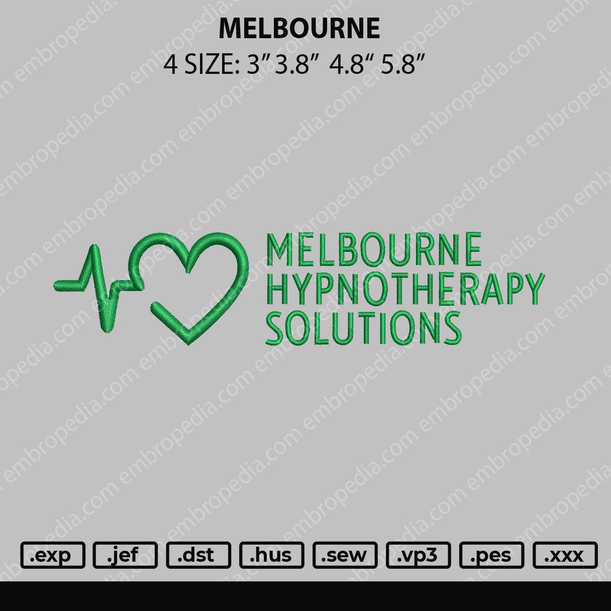 Melbourne Embroidery File 4 size