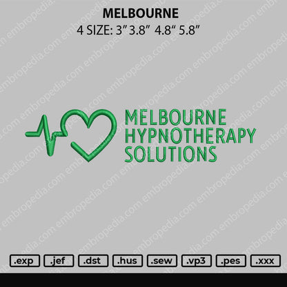 Melbourne Embroidery File 4 size
