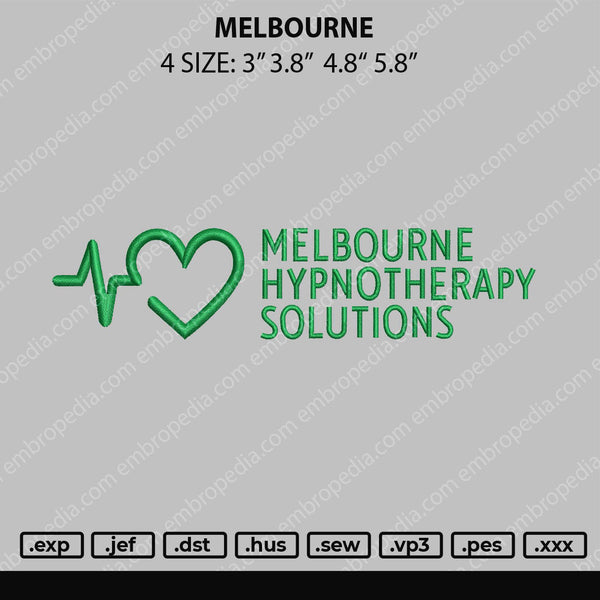 Melbourne Embroidery File 4 size