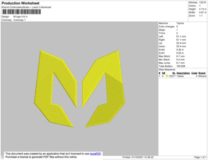 M Logo Digital Embroidery Design, 4 Sizes