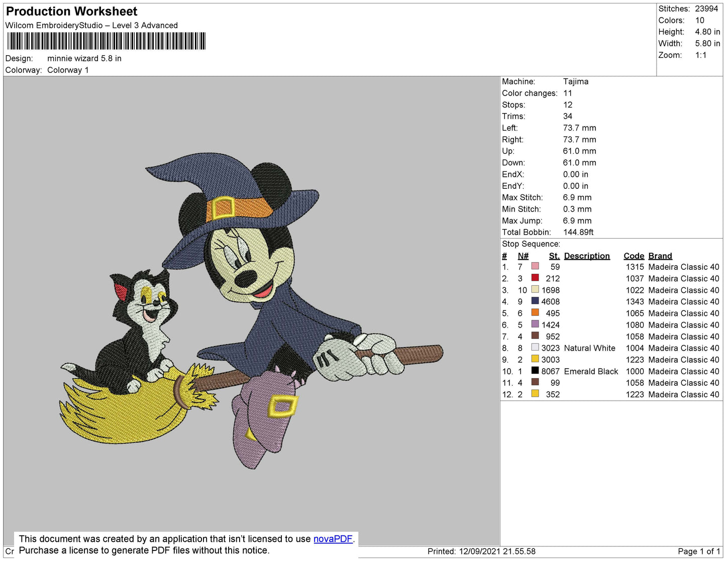 Minnie Wizard Embroidery File 4 size