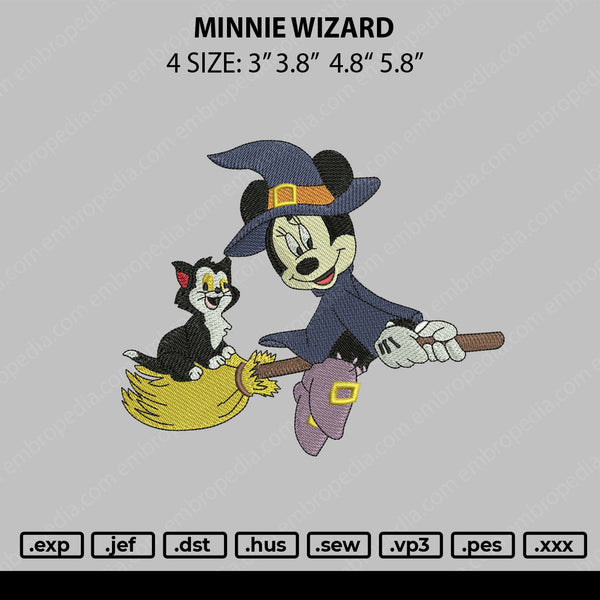 Minnie Wizard Embroidery File 4 size