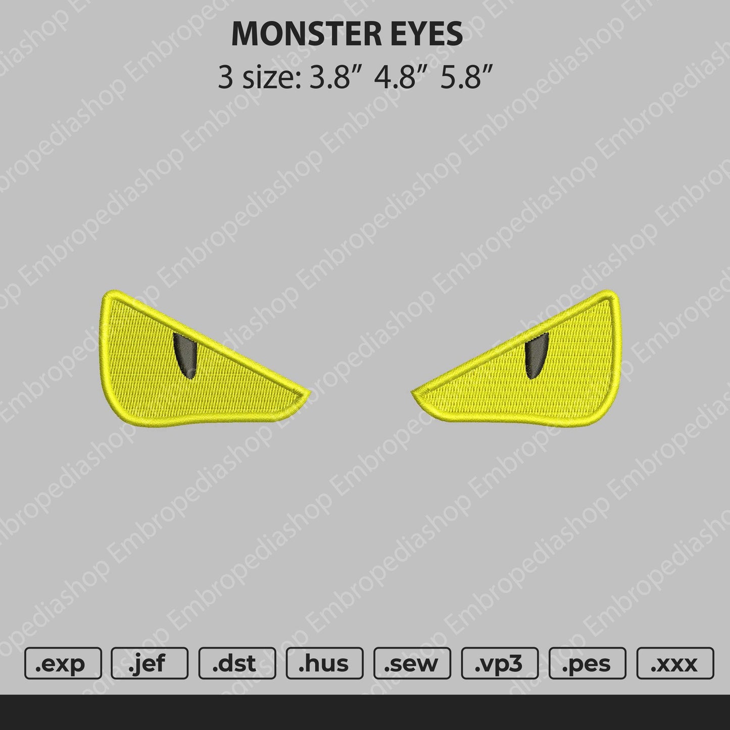 Monster Eyes Embroidery File 3 size