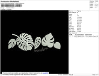 Monstera Embroidery File 4 size