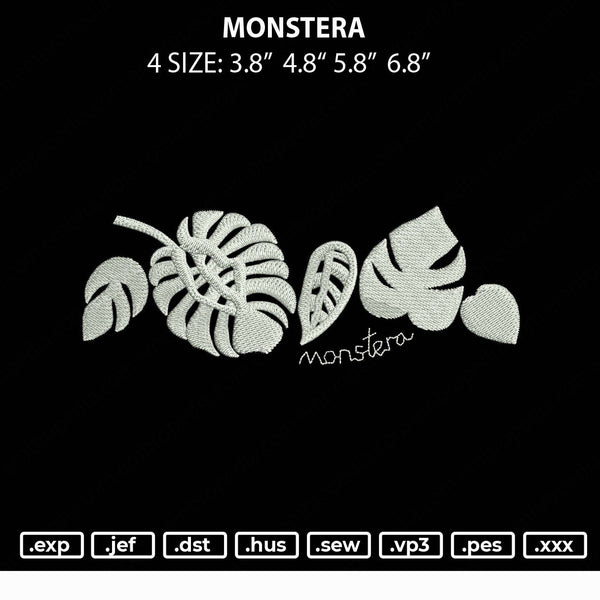 Monstera Embroidery File 4 size