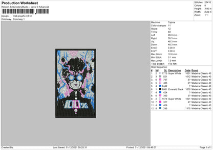 MOB Psycho Embroidery File 4 size