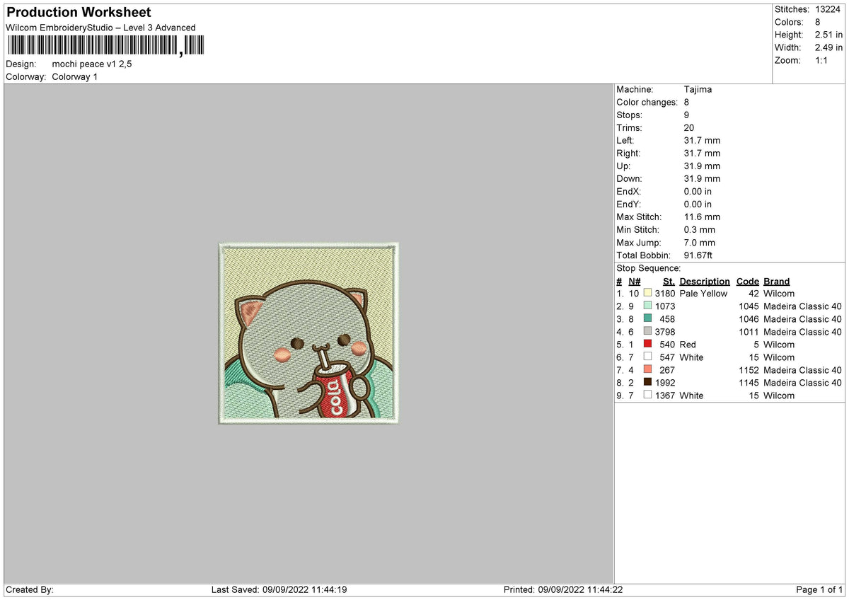 Mochi Peace 01 Embroidery File 5 sizes