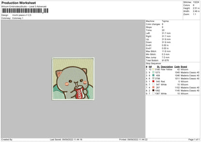 Mochi Peace 01 Embroidery File 5 sizes