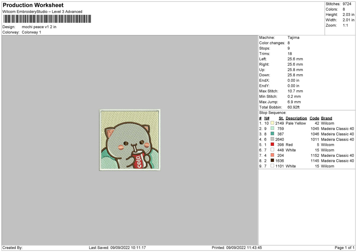 Mochi Peace 01 Embroidery File 5 sizes