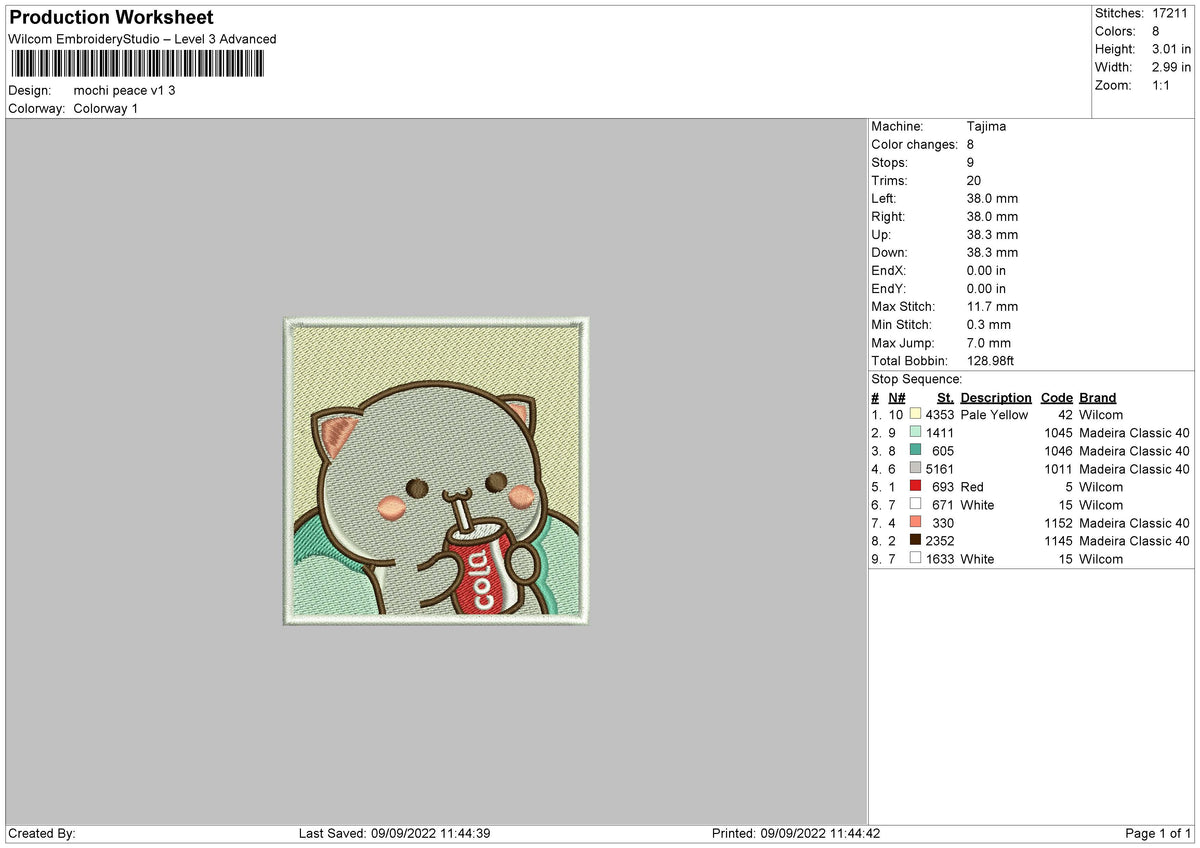 Mochi Peace 01 Embroidery File 5 sizes