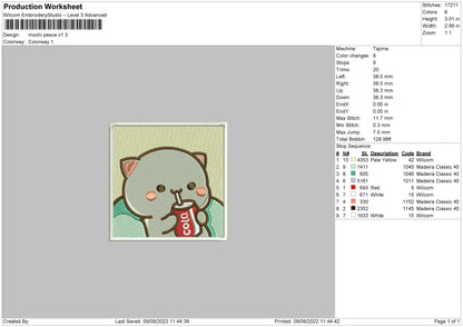 Mochi Peace 01 Embroidery File 5 sizes