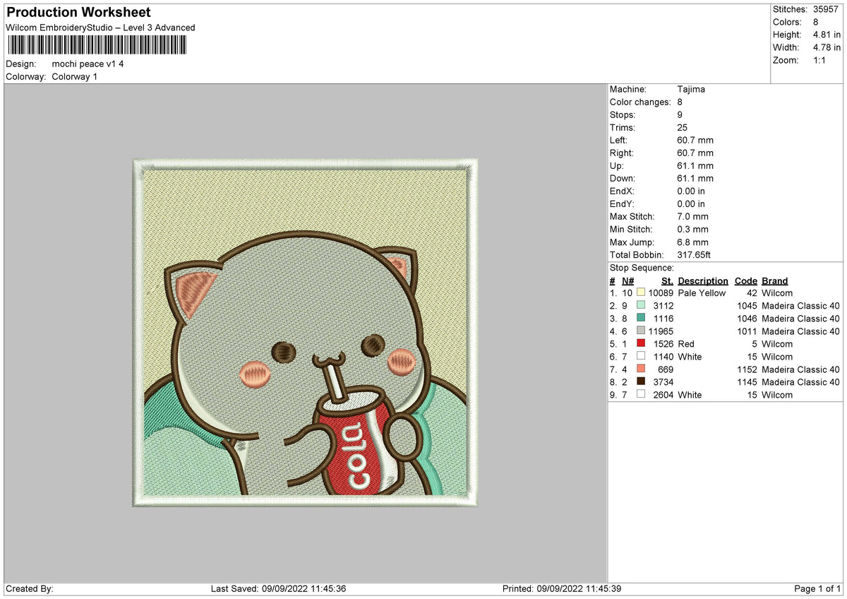 Mochi Peace 01 Embroidery File 5 sizes