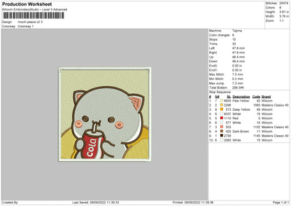 Mochi Peace V2 Embroidery File 5 sizes