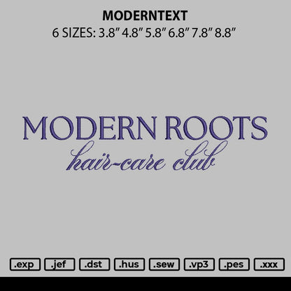 Moderntext Embroidery File 6 sizes