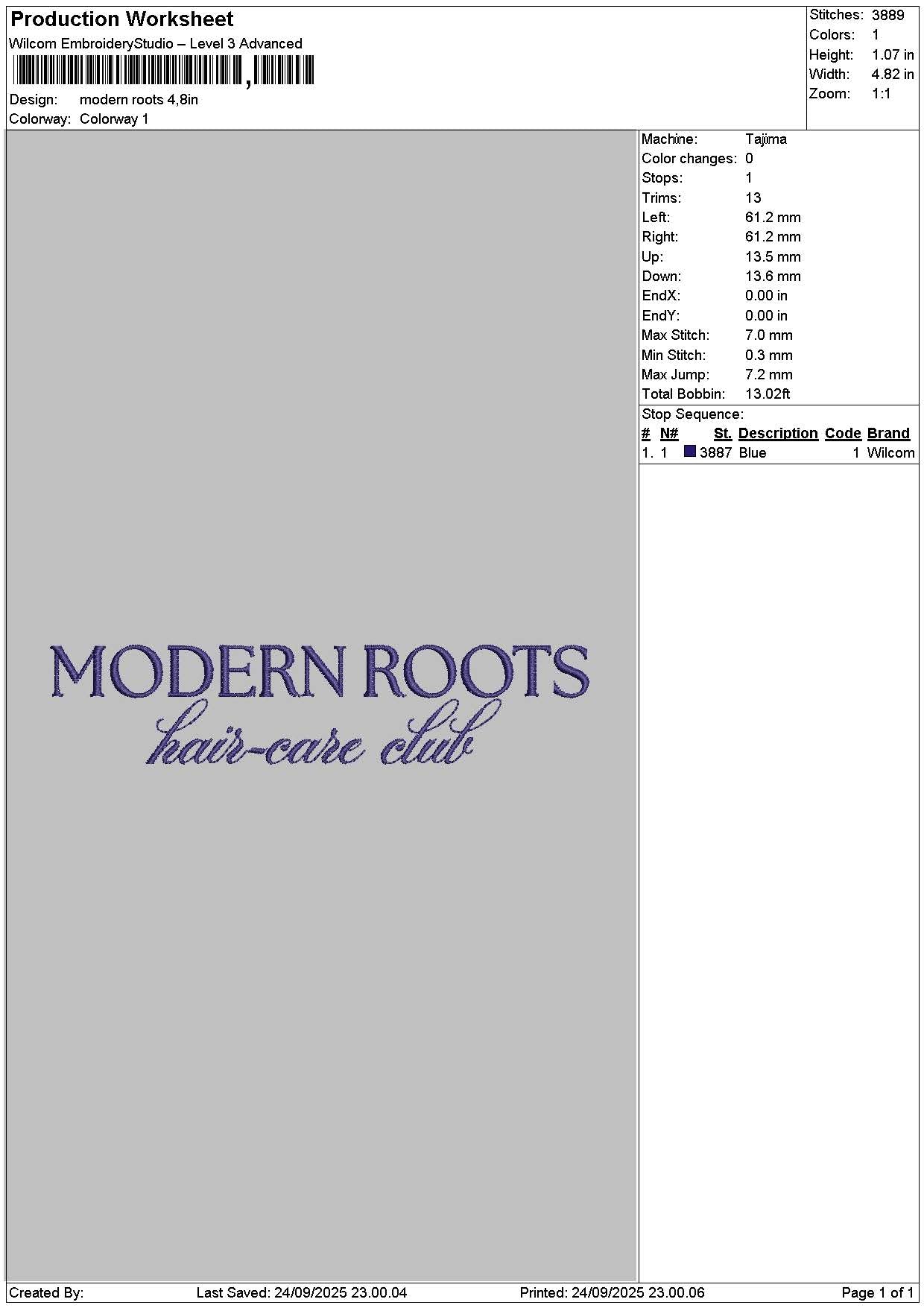 Moderntext Embroidery File 6 sizes