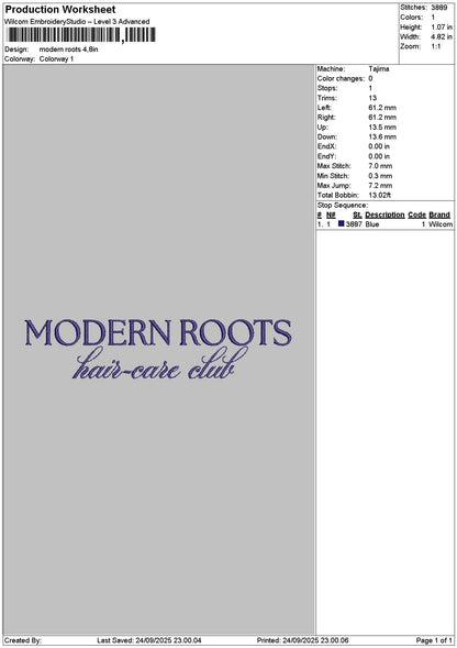 Moderntext Embroidery File 6 sizes