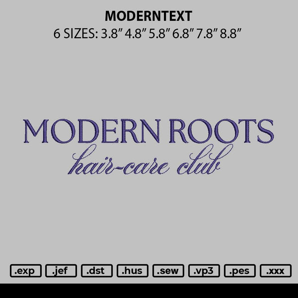 Moderntext Embroidery File 6 sizes