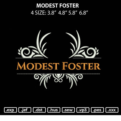 Modest Foster Embroidery File 4 size