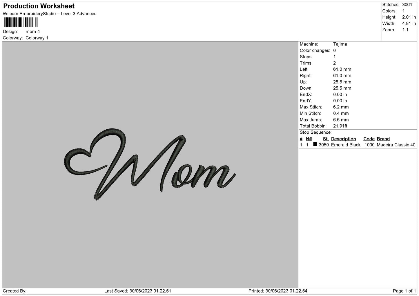 Mom Text V2 Embroidery File 6 sizes